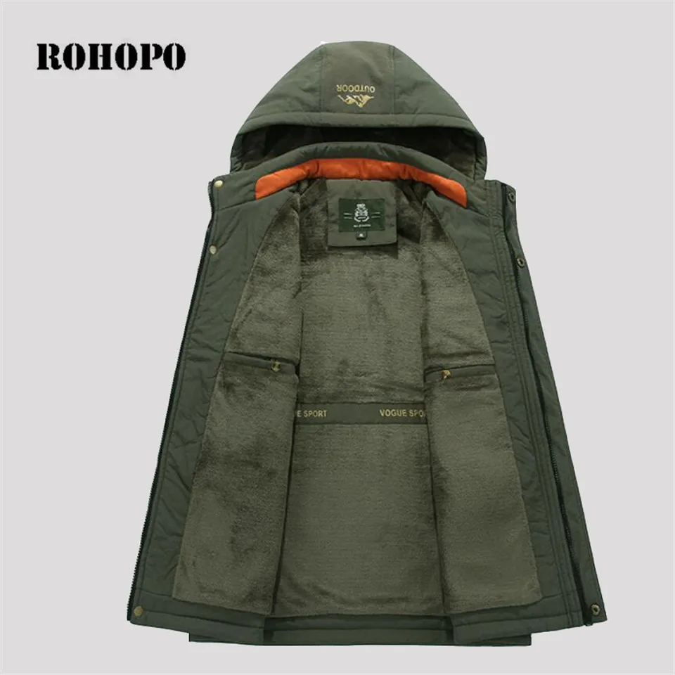 ROHOPO с капюшоном воротник флисовый жилет для мужчин, зимняя теплая Военная спортивная одежда без рукавов теплый пиджак жилет мужской