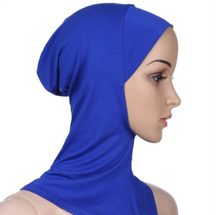 blue Multicolor Full Cover Soft Modal Muslim Hijab Shawls Swimming Cap Women's Swimming Suit Islamic Underscarf Bikinis Beachwear Cap - Цвет: blue