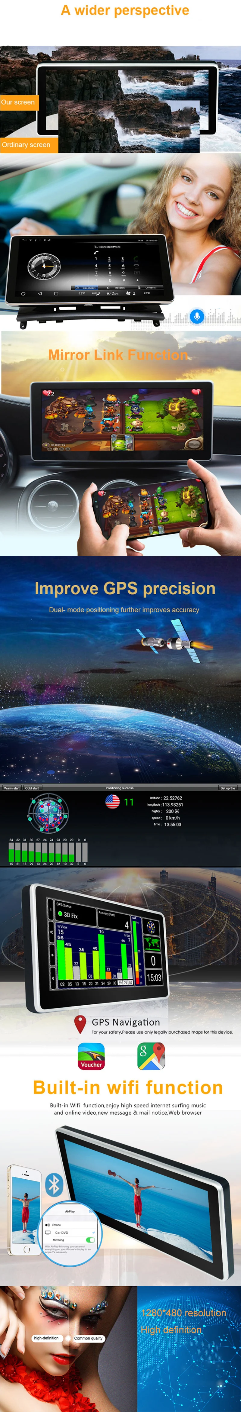 Автомобильный мультимедийный плеер, автомобильный gps навигатор, Android 7,1 10,2" 2G+ 32G для Mercedes Benz GLA/A/CLA до, автомобильный монитор