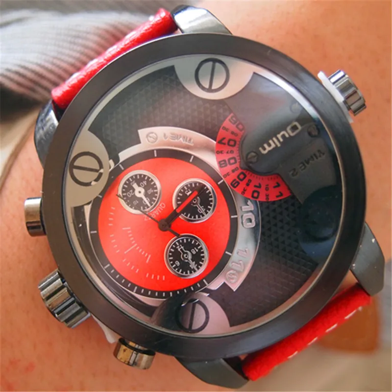OULM брендовые оригинальные модные спортивные часы для мужчин с двойным кожаным
