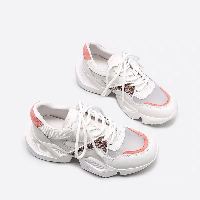 IGU/Женская обувь кроссовки 2019 на высокой платформе из натуральной кожи Harajuku tenis feminino для бега папы|Женские и