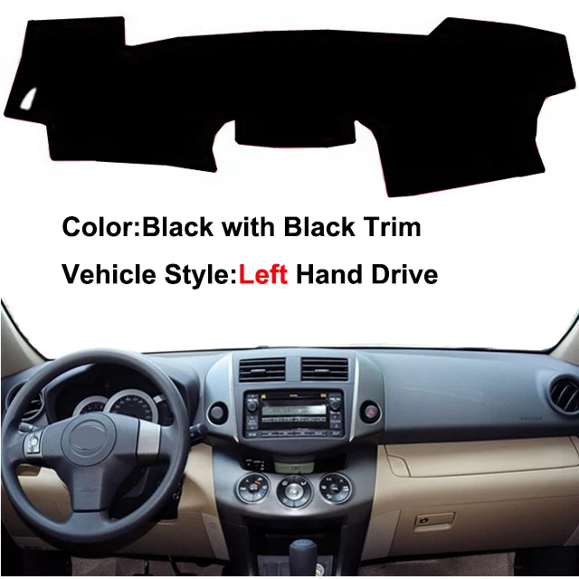 Черный Приборной панели автомобиля чехол для Toyota Старый RAV4 2006 2007 2008 2009 2010 2011 2012 солнце оттенок Дэш коврик приборная панель ковровые покрытия УФ-1 шт - Название цвета: Черный