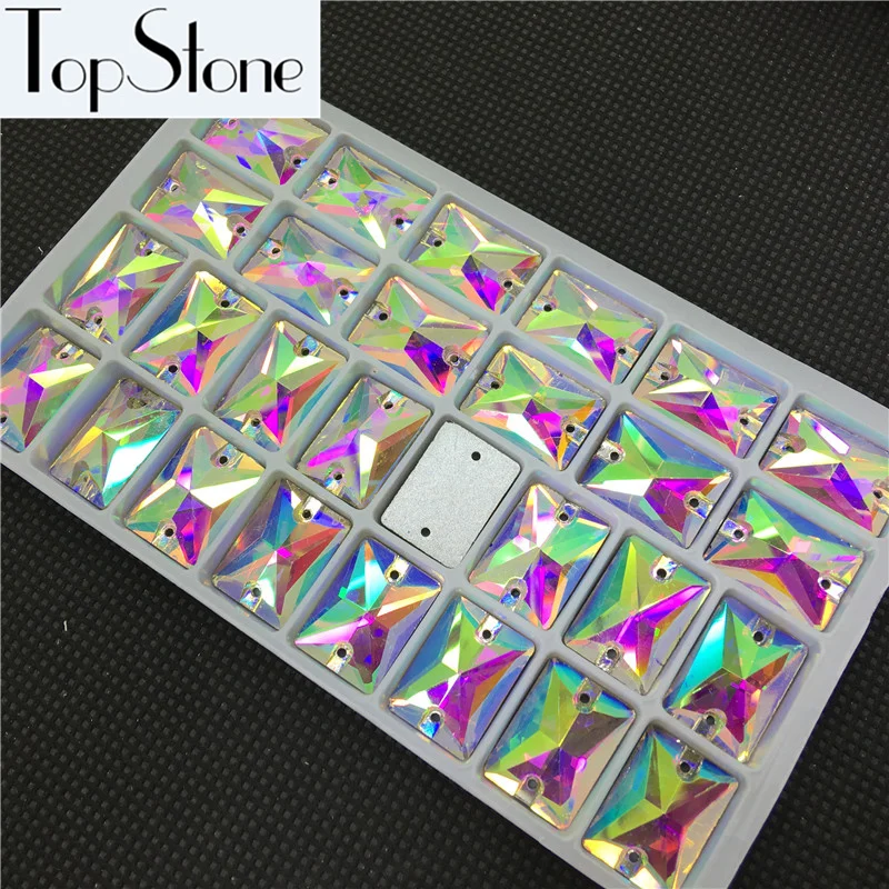 Стекло с украшением в виде кристаллов прямоугольник Форма sew On Stone кристально