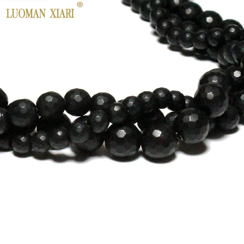 AAA + оптовая продажа черные граненые матовые полированные бусины из оникса с