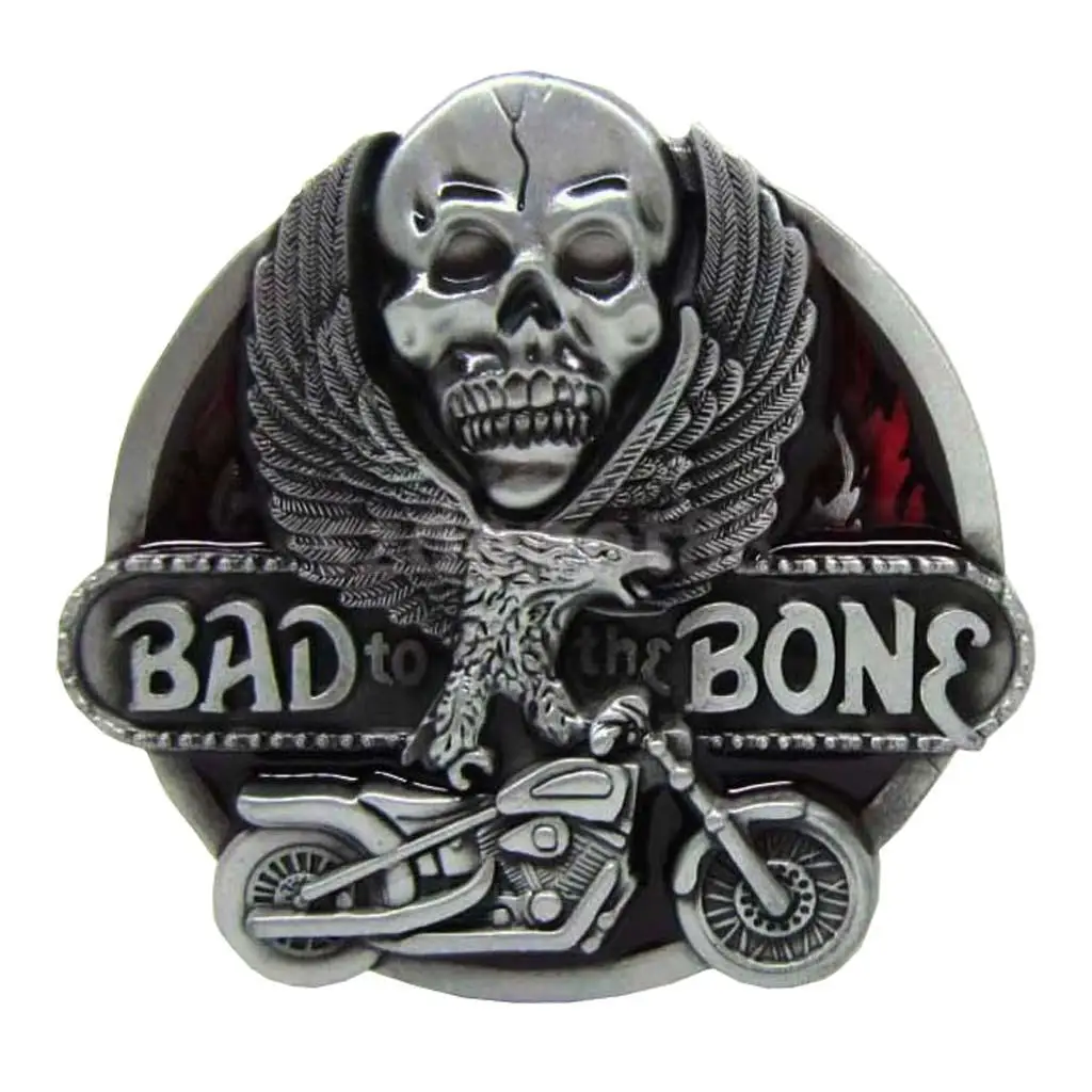 &quotBad to the Bone&quot череп Летающий орел мотоцикл металлическая пряжка для ремня в