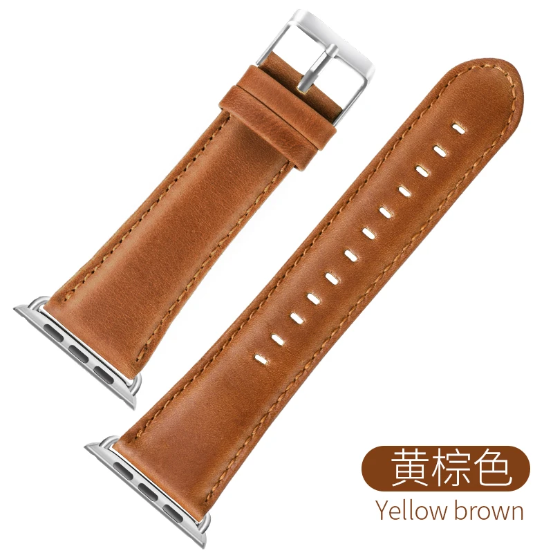 HOCO ремешок для Apple Watch из натуральной воловьей кожи Браслет для Apple iWatch серии 1/2/3/4 браслеты 42 мм 38 мм 44 мм 40 мм - Цвет ремешка: Yellow Brown
