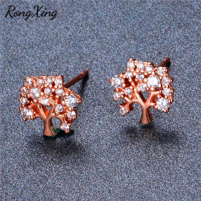 Серьги RongXing Lovely Life гвоздики дерево серебряного цвета/золотого/розового золота