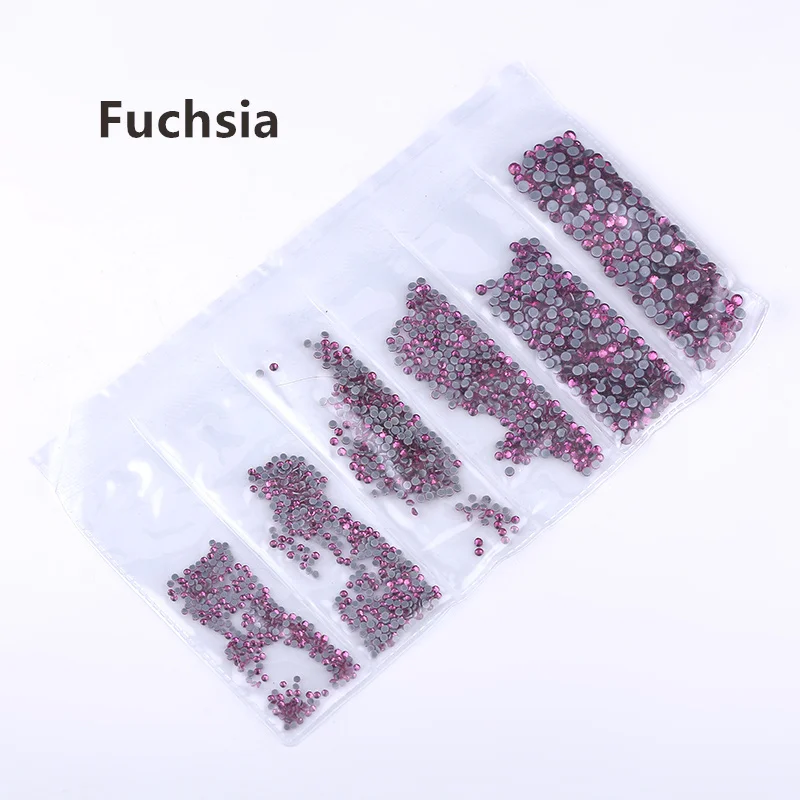 Fuchsia Ss3-ss30, смешанный размер, стразы, кристалл AB, 1700 шт./лот, горячая фиксация, стразы, для рукоделия, сумки, одежды, обуви, нейл-арта - Цвет: Fuchsia