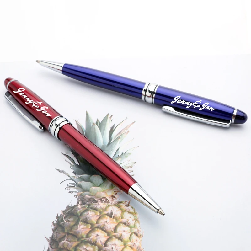 

1set Customized Logo Business Metal Ballpoint Pens Black Gift Box Rotating Ballpoint Pens With Key Chain Refill Engrave Names