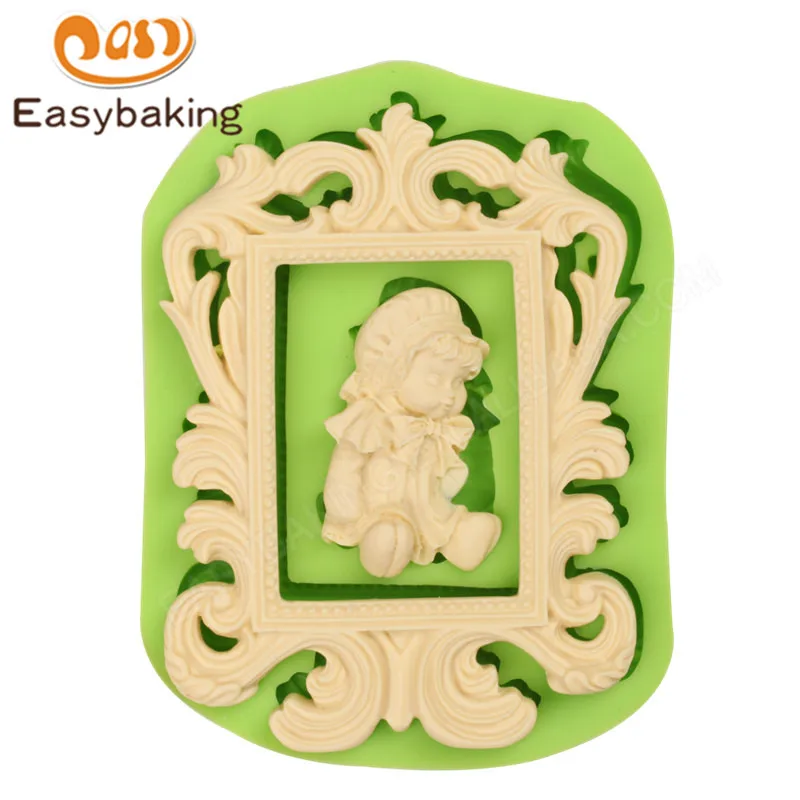Силиконовая 3D рамка форма с милой девушкой внутри формы для шоколадных конфет DIY
