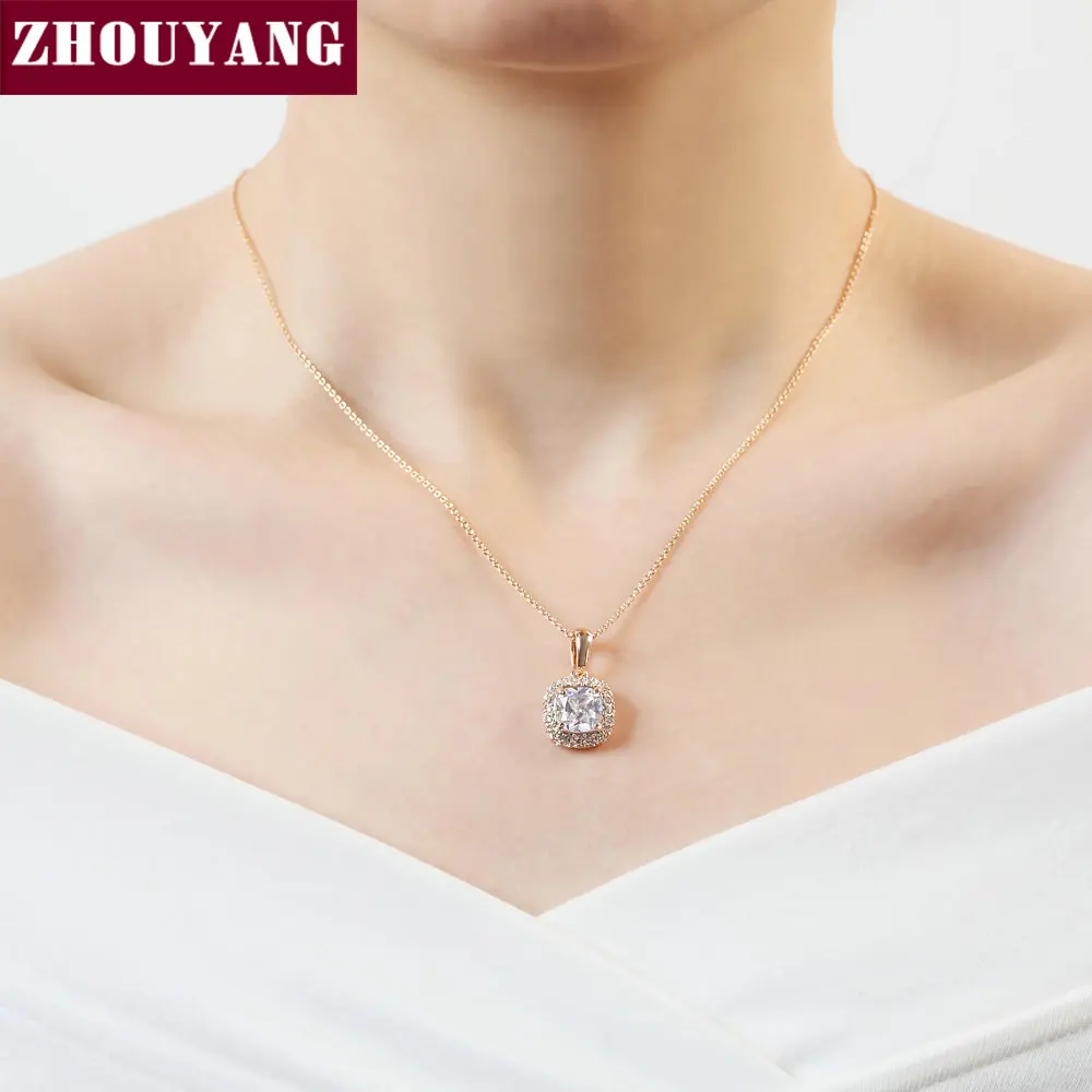 ZHOUYANG, высокое качество, классический кристалл, розовое золото, ожерелья с подвесками, Сделано с австрийским кристаллом ZYN112 ZYN111