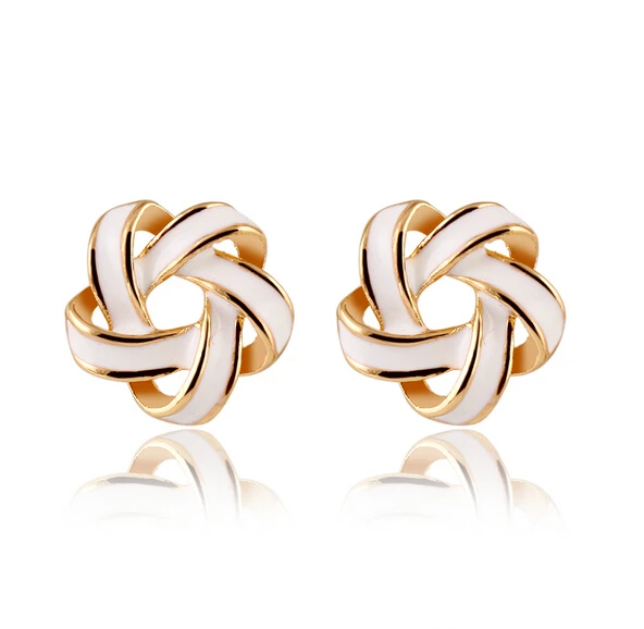 Серьги-гвоздики для женщин Brincos модные подвески Bijoux Эмаль Цветок Букле д 'ореиль женский аксессуар ювелирные изделия - Окраска металла: white