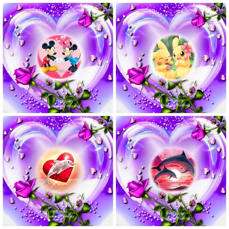5D Diy diamond painting Awesome Family Gift Cartoon Animal Love Couple Rose embroidery cross stitch mosaic Wall Sticker | Дом и сад