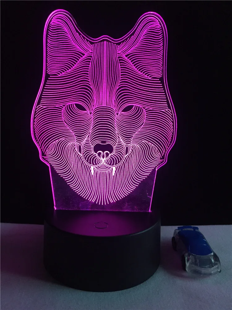 GAOPIN животных Волчья Голова 3D лампа светильник ing RGB светодиодный USB фестивальное