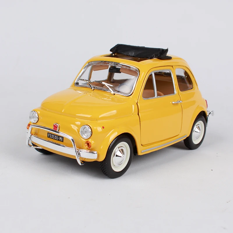 Bburago 1:24 1968 Fiat 500l красный желтый автомобиль литья под давлением 135*62*67 мм открытые