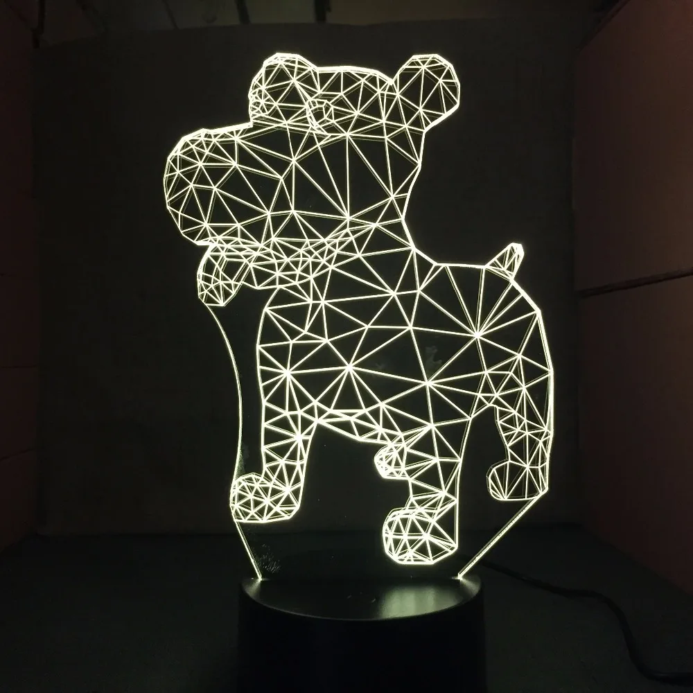Новая собака 3D ночник светодиодный настольная лампа USB 7 цветов 3D Иллюзия огни для Гостиная декоративные лампы Home Decor Прямая