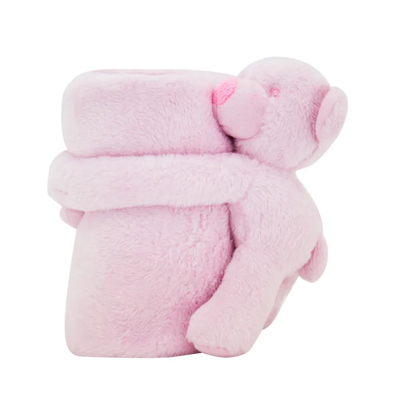 

Kavkas Baby Girl Plush Bear Toy Blanket 70X73cm Single Layer Polyester Autumn Blanket Bedding & Swaddle for Newborn Baby Girl