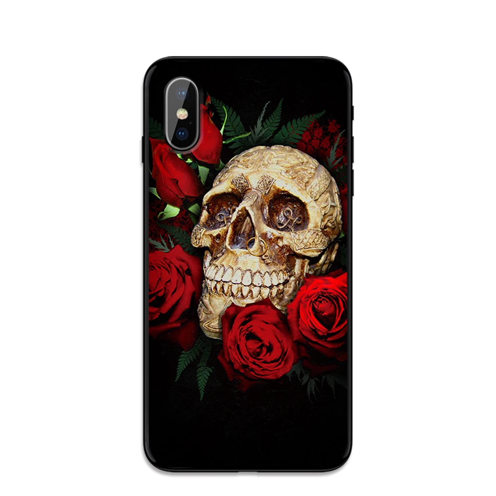 Розовый Череп Мягкий ТПУ чехол для Apple iPhone 6 6S 7 8 Plus 5 5S SE X XS MAX XR силиконовые