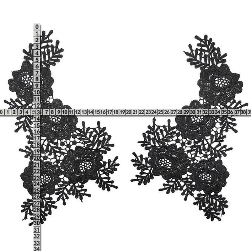 1 пара 3d Цветочная вышивка ткань с кружевной аппликацией сеткой жаккард рисунком