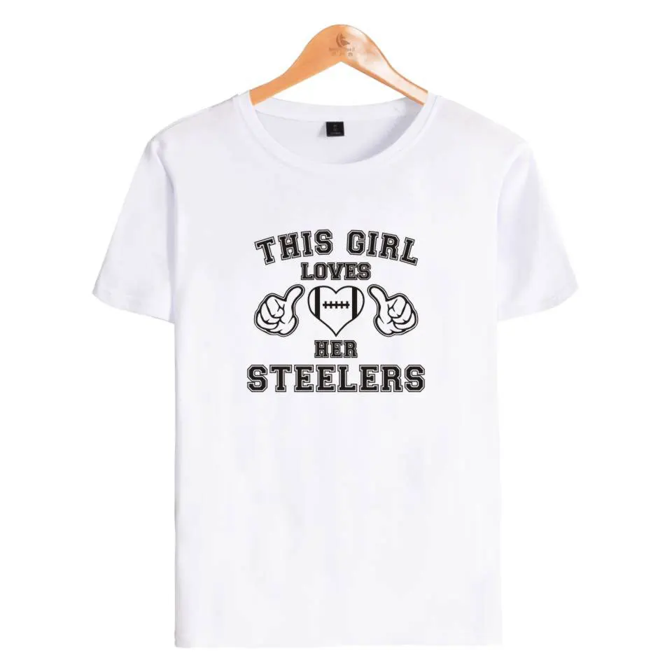 Футболка из хлопка с принтом This Loves Her Steelers футболка короткими рукавами