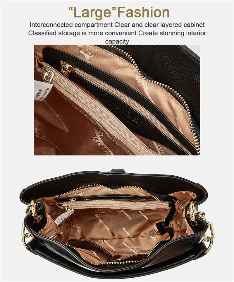 Soft Leather Women's Top-handle Bag Shoulder bag Genuine Leather Ladies Hand Bags Large Black Handbags for Women bolsa