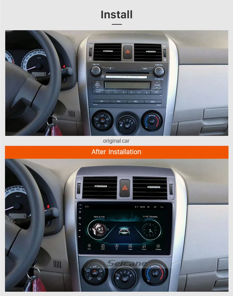 Seicane Android 8,1 2Din 9 дюймов головное устройство для 2007 2008 2009 2010 Toyota Старый Corolla сенсорный мультимедийный плеер Автомагнитола