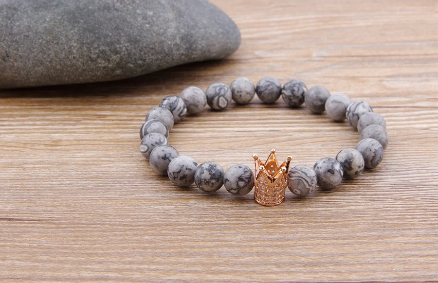 XQNI 9 видов конструкций на выбор с серый природный камень и Белый Howlite эластичность веревки браслеты из бусин, нанизанных на нить для унисекс ювелирных изделий подарок