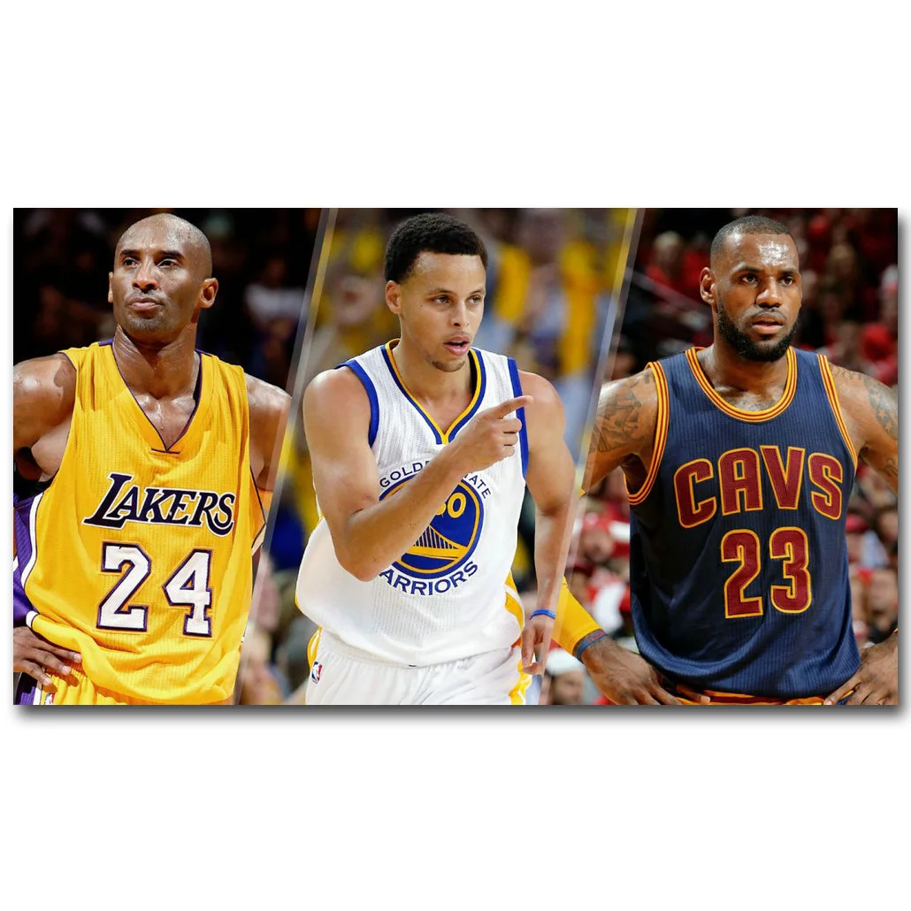 Стивен Карри Коби Брайан Леброн Джеймс Баскетбол шелковая ткань печати плакатов