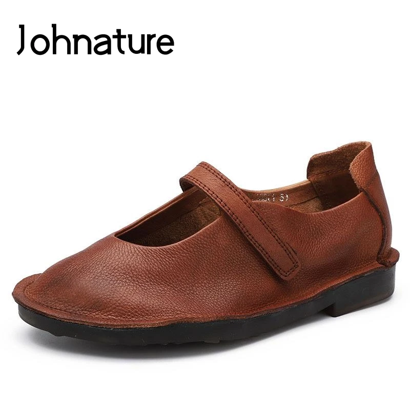 Johnature 2021/Новая весенне-осенняя женская обувь из натуральной кожи Круглый носок