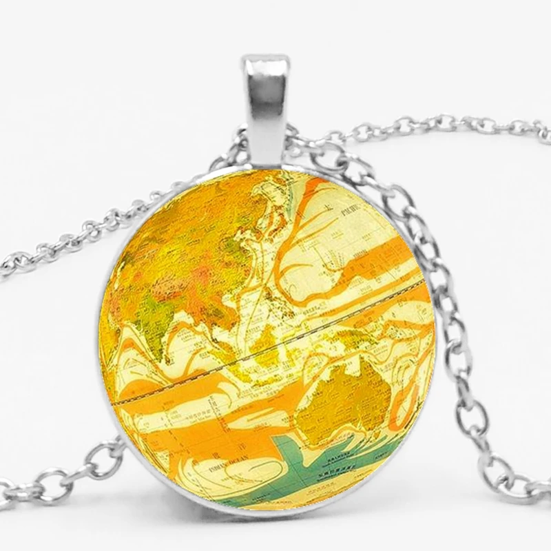 Мирового Земля Карта семь океан время Стекло драгоценный камень Цепочки и