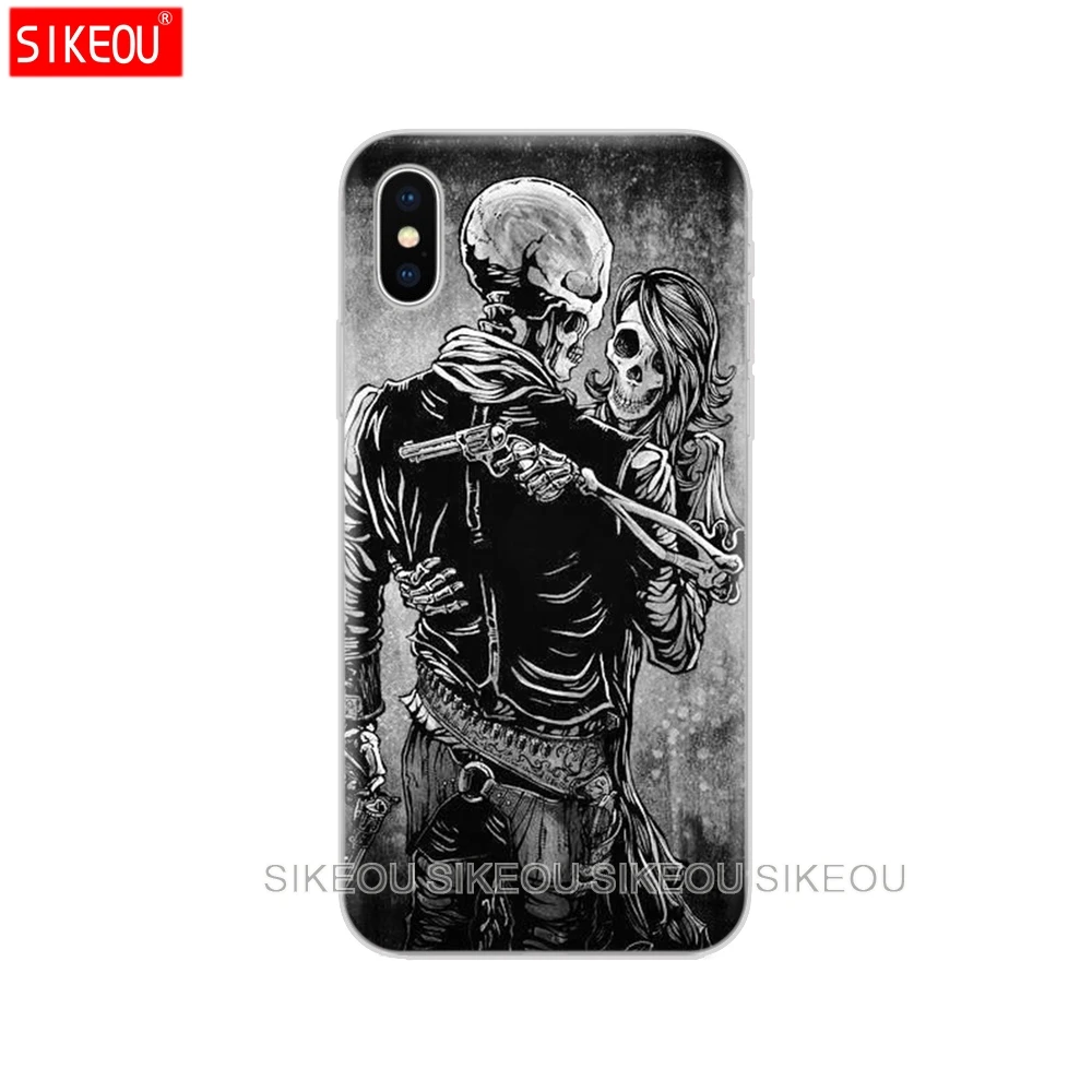 Силиконовый чехол для Iphone 6X8 7 6s 5 5s SE 2020 Plus 10 XR XS 11 pro Max Череп Скелет Призрак|Бамперы|