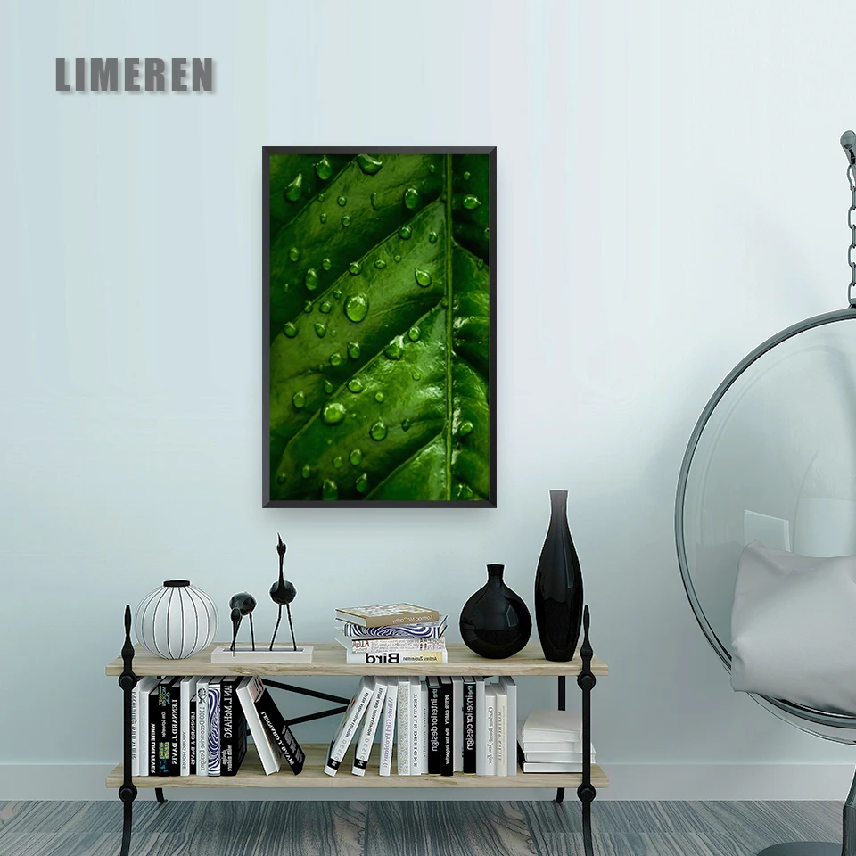 Скандинавский зеленый лист растение холст настенное Искусство Плакат