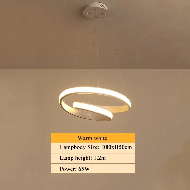 Warm white D80xH50CM Современный светодиодный подвесной светильник для столовой, гостиной, подвесной светильник, акриловый простой светодиодный подвесной светильник белого и кофейного цвета - Цвет корпуса: Warm white D80xH50CM