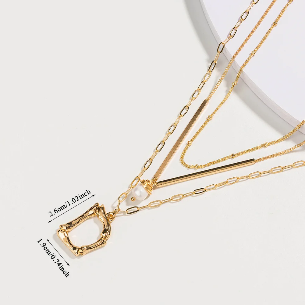 Trendy Multi-layer Irregular Chain Metal Lock Capital Letter Sequins Necklace For Women Three-layer Gold Pendants Jewelry | Украшения и