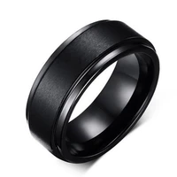 mens base rings 8 mm wedding band black pure carbide tungsten engagement ring for men brushed mate center jewelery