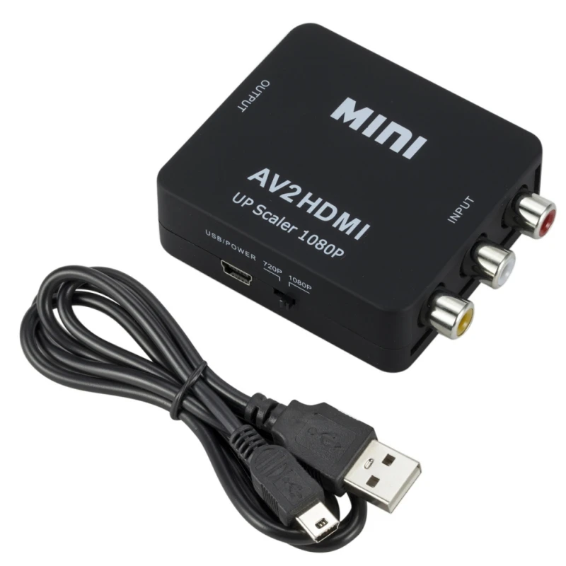 Мини конвертер видео из AV в HDMI адаптер для композитного AV2HDMI 1080 P HDTV DVD адаптеры сим