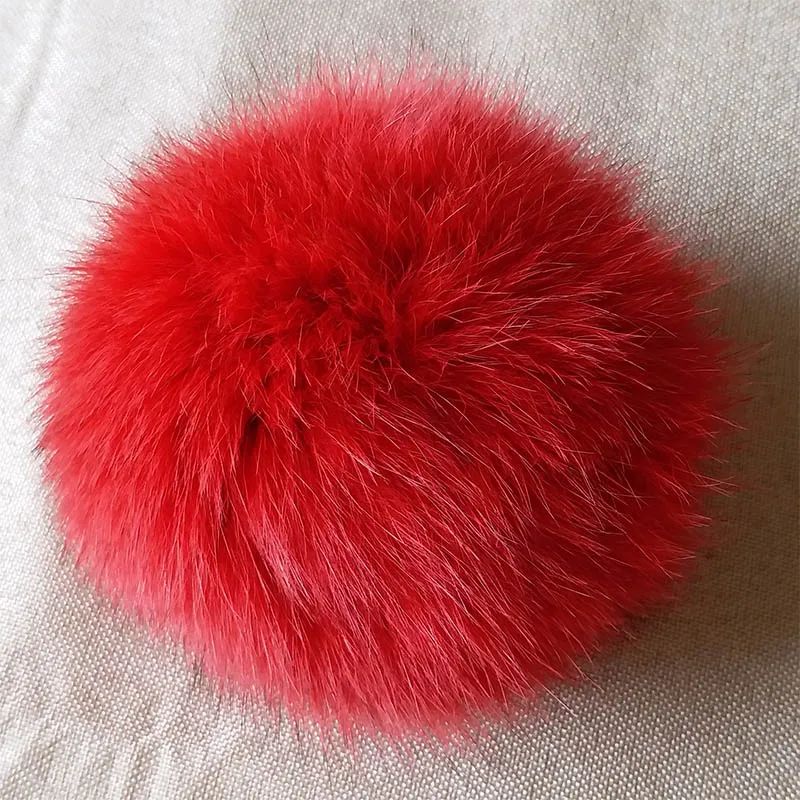 Red Fox Pompon Женские шапки из натурального Лисьего меха, пушистые Помпоны, вязанные шапочки, теплые Чулочные шапки, осенне-зимняя шапка с помпоном для женщин - Цвет: Red Fox Pompon