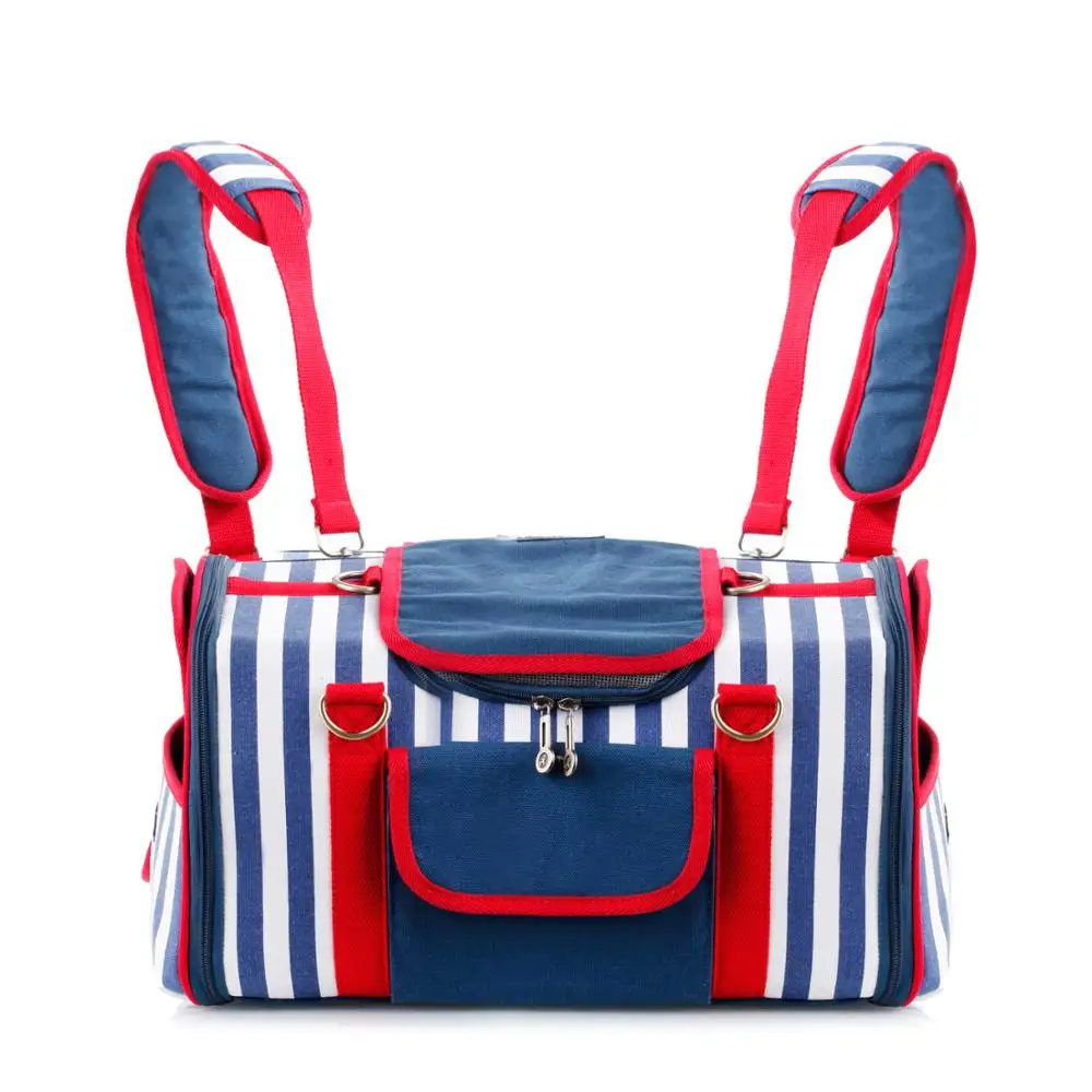 Полосатый холщовый рюкзак для маленьких домашних животных кошек собак дорожная