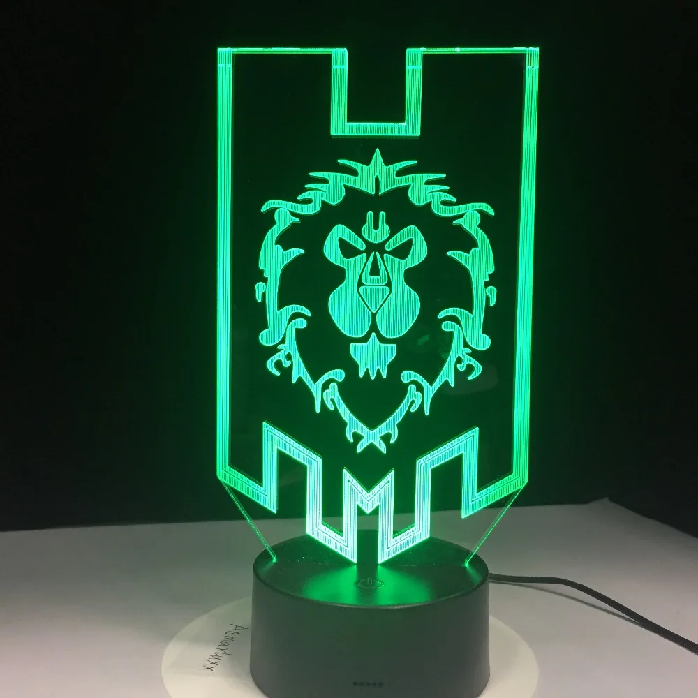 LED World of Warcraft 3D лампа Альянс Племенной знаки по сравнению с пультом дистанционного