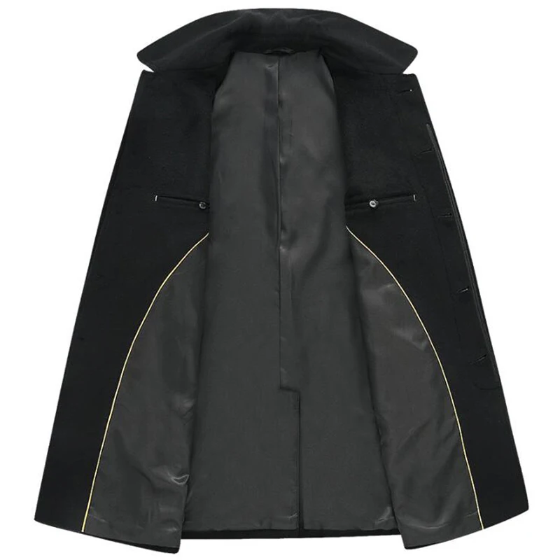 Мужское длинное шерстяное пальто приталенная куртка из смесовой шерсти зимнее