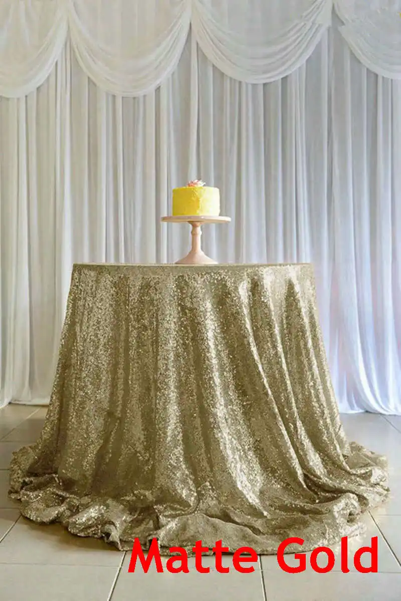 Matter Gold B·Y 72inch-180cm Round Sequin Tablecloth Pink Gold Sequin Table Cover for Christmas Party Wedding decor-9531 - Цвет: Matter Gold