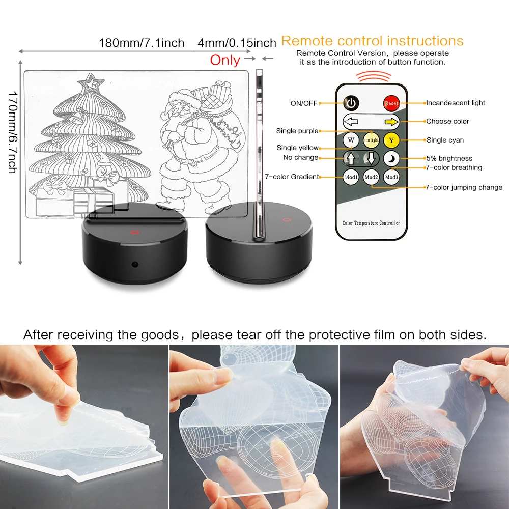 Новый Санта Клаус Рождественская елка 3D светодиодный USB лампа Романтический