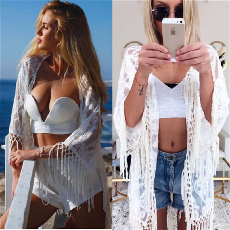 2018 белые сексуальные женские кружевные вязаные крючком купальные костюмы бикини