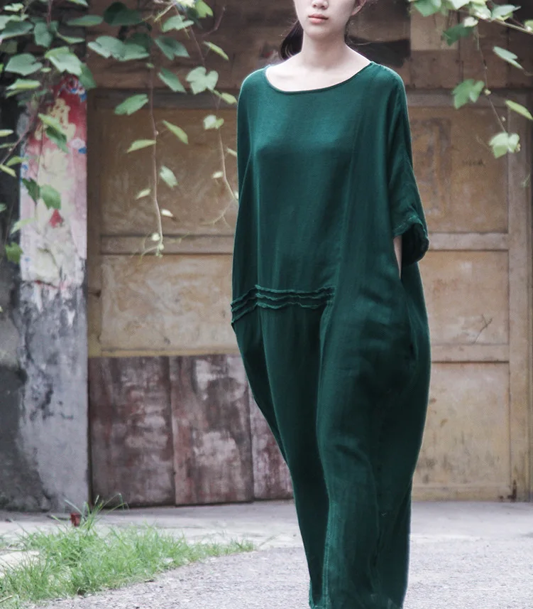 Qaturalan Для женщин Винтаж Макси платье Лето 2017 г. Новый рукав летучая мышь