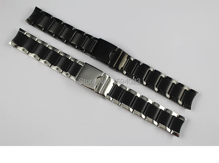 Ремешок для часов T095417A сплошной черный браслет из нержавеющей стали со складной