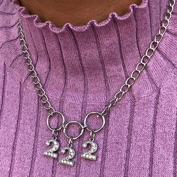 Высокая уличная мода женщин 222 ожерелье-ошейник с буквами Harajuku стиль девушки из нержавеющей стали ожерелье s шикарная цепь ожерелье - Окраска металла: 222