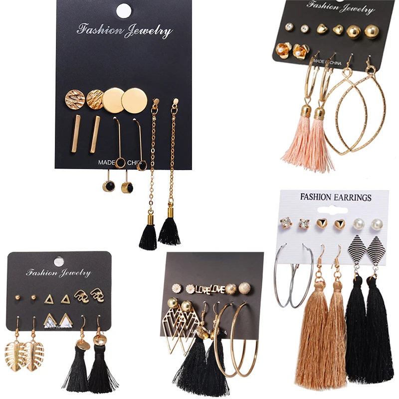 Женские серьги гвоздики с кисточками IF YOU сережки из нержавеющей стали