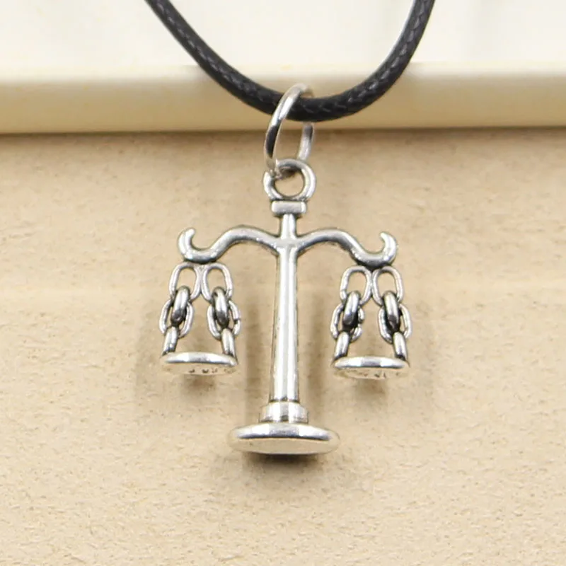 Новая модная подвеска Весы ожерелье чокер очаровательный черный кожаный шнур