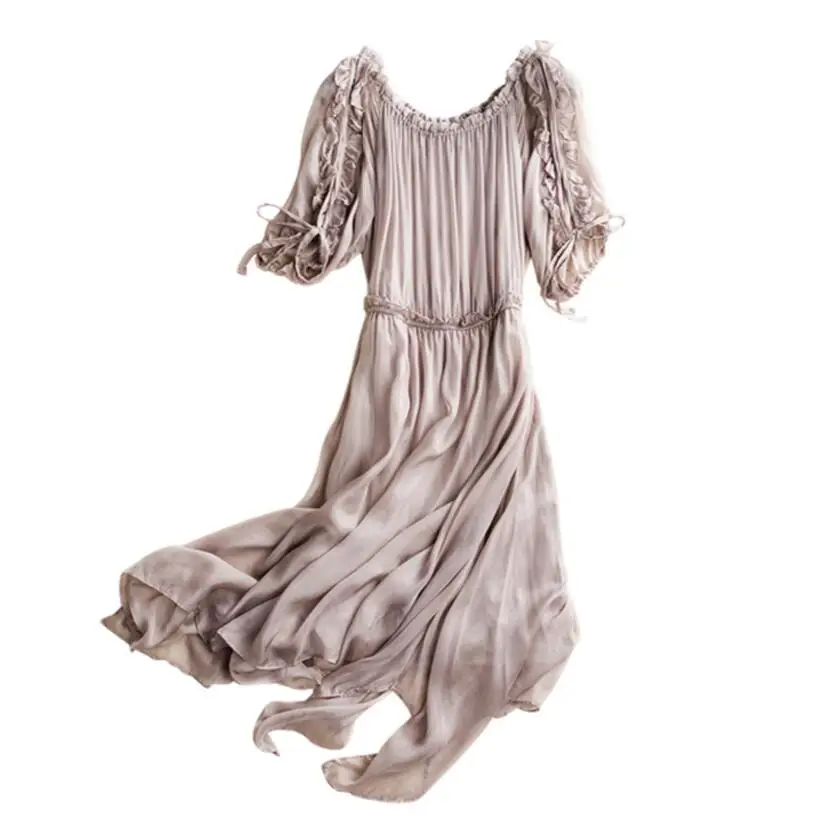 2021 модное женское белое шелковое платье цвета хаки летнее пляжное из 100% шелка