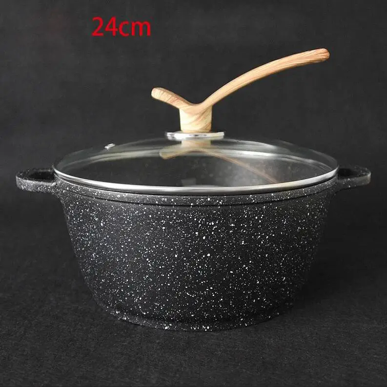 24CM Суповый горшок с антипригарным покрытием, кастрюля, кухонная посуда, кастрюля для соуса, кухонные кастрюли для приготовления пищи, жаровня, кастрюля, faitout - Цвет: 24CM